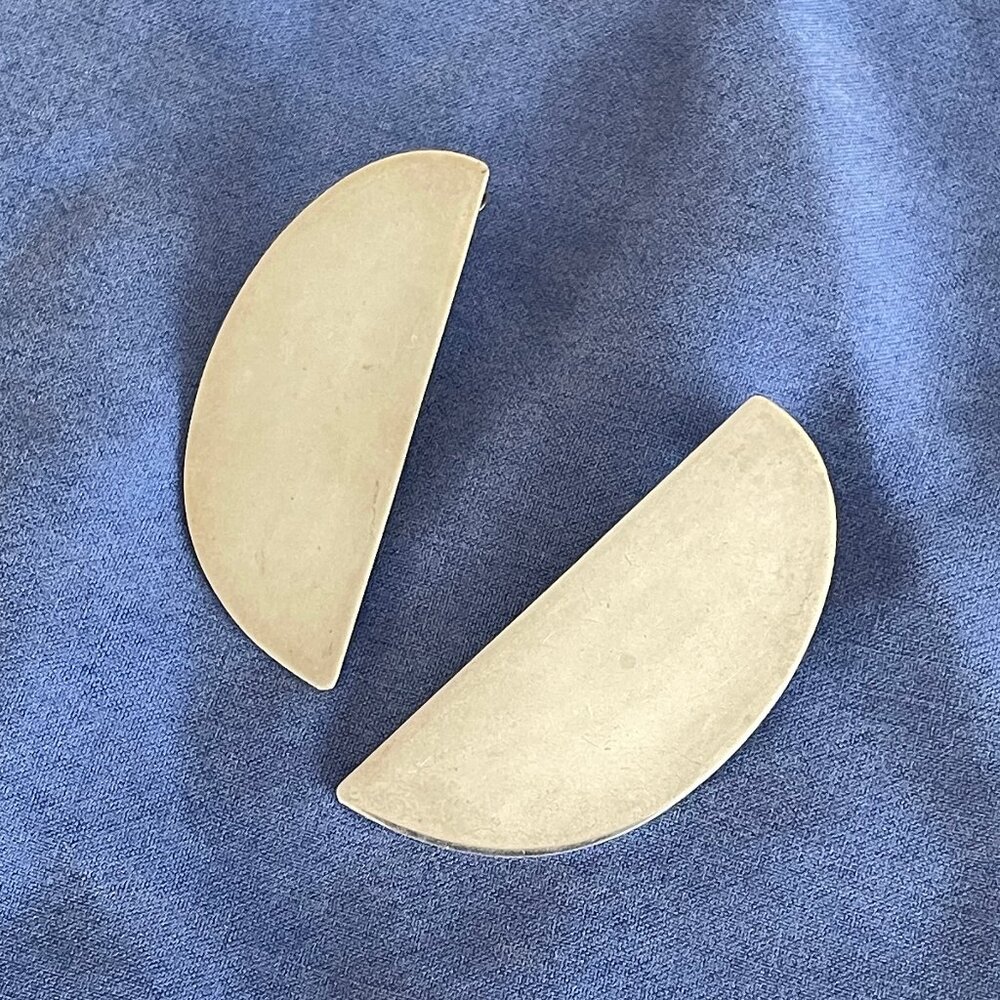 Modern Weaving Lunula silver earrings minimalist modernist statement earrings